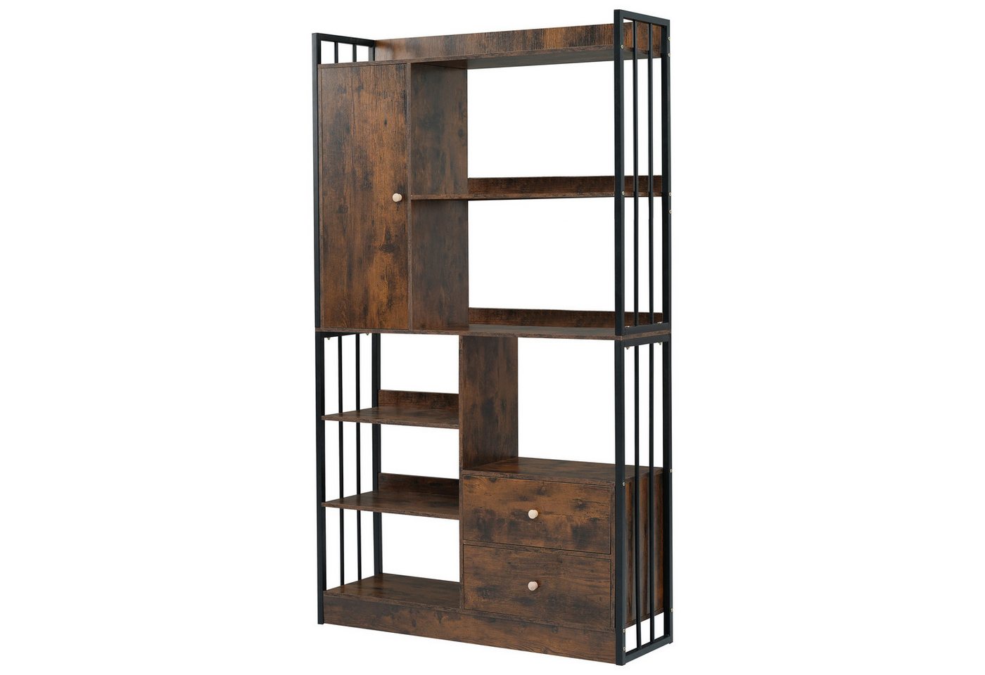 Flieks Bücherregal, 1-tlg., Standregal mit Türen und Schubladen Büroregal 100x30x173,5cm – Bild 3 von 5