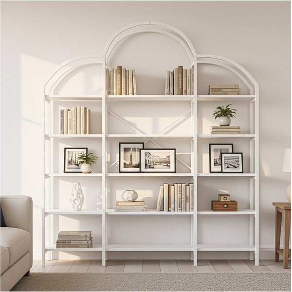 Flieks Bücherregal 5 stöckiges, Lagerregal, Aufbewahrungsregal Hochschrank Bücherwand, B170/T25/H190 cm 1-tlg., Standregal mit 5 Ebenen Bücherschrank in Wolkenf