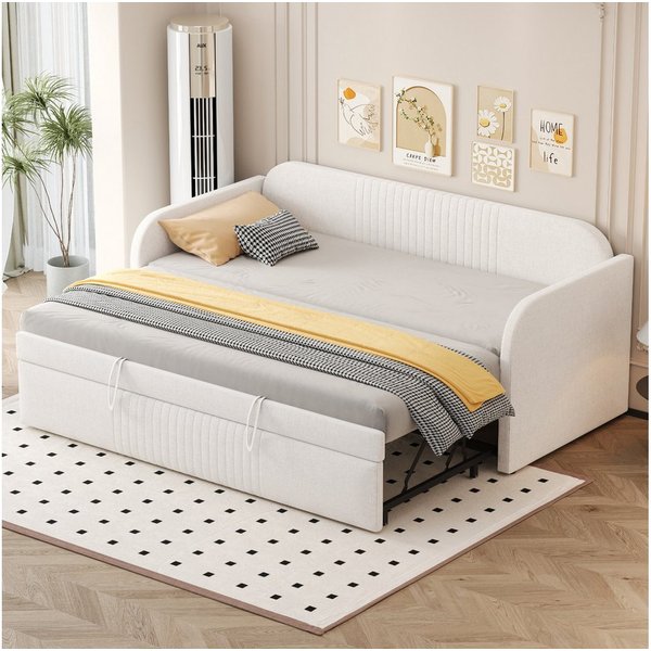 Flieks Daybett, Polsterbett Tagesbett Schlafsofa mit Ausziehbett 90x190/180x190cm