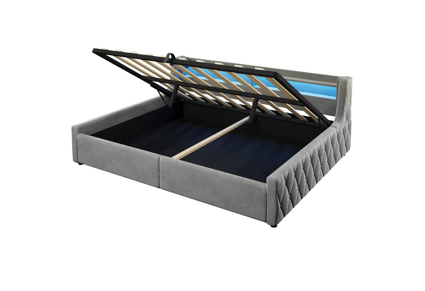 Flieks Daybett, Polsterbett 140x200cm mit hydraulischem Stauraum & LED-Beleuchtung – Bild 5 von 5