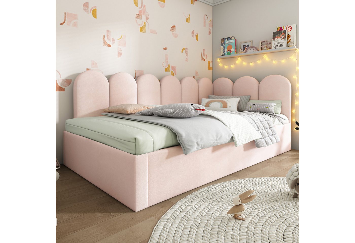 Flieks Daybett, Polsterbett Tagesbett Schlafsofa 90x200cm mit Ausziehbett 90x190cm – Bild 3 von 5