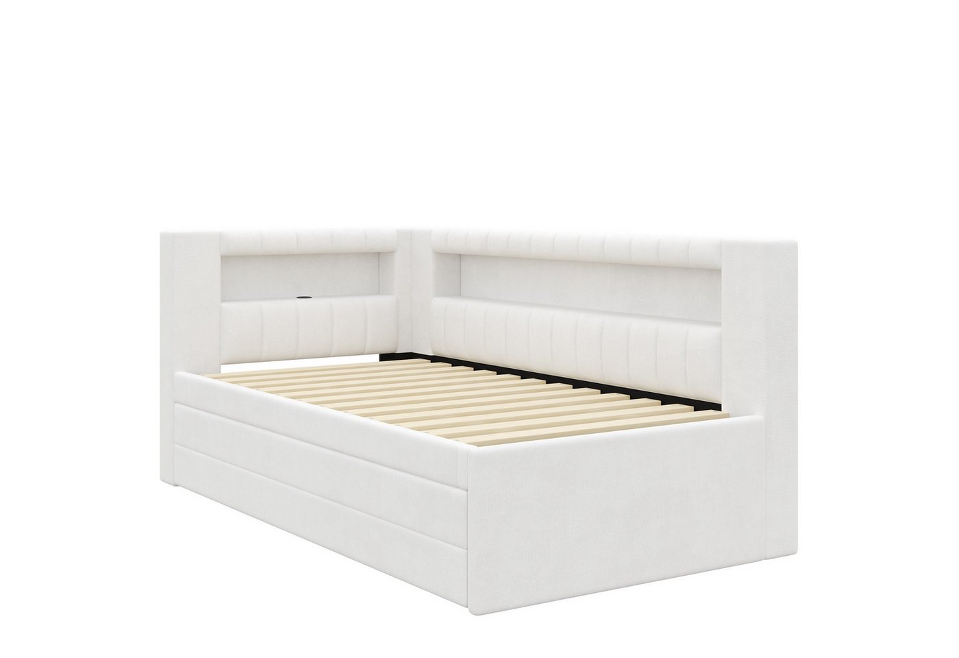 Flieks Daybett, Polsterbett 90x200cm mit Ausziehbett 90x190cm, Schubladen, USB & LED – Bild 4 von 5