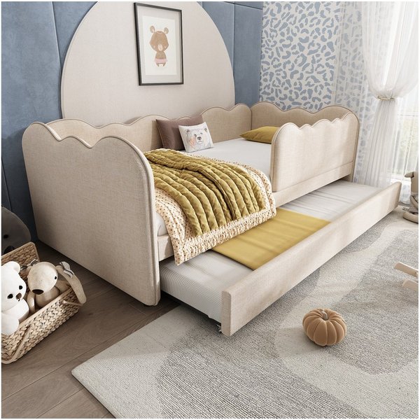 Flieks Daybett, Polsterbett Tagesbett Schlafsofa Kinderbett 90x190cm mit Ausziehbett