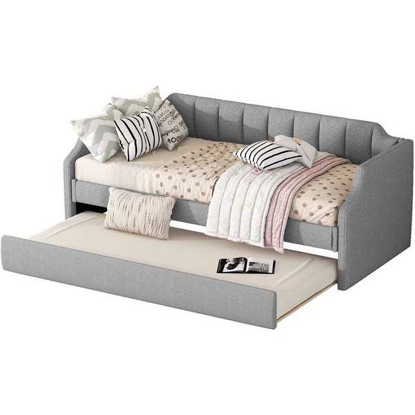 Flieks Daybett, Tagesbett Polsterbett mit Unterbett 90x200cm+90x190cm Leinen