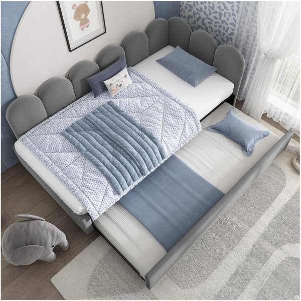 Flieks Daybett, Polsterbett Tagesbett Schlafsofa 90x200cm mit Ausziehbett 90x190cm