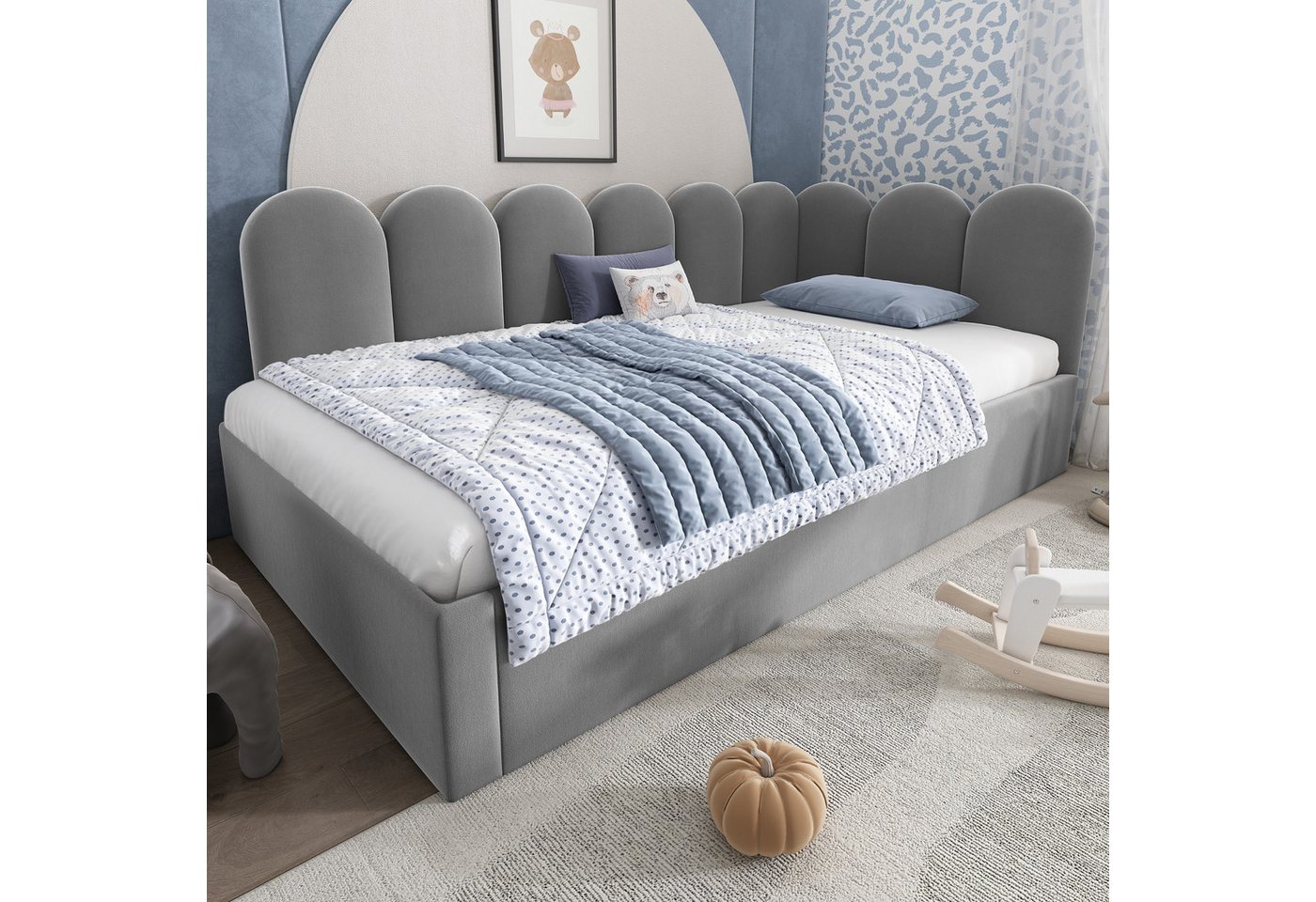 Flieks Daybett, Polsterbett Tagesbett Schlafsofa 90x200cm mit Ausziehbett 90x190cm – Bild 2 von 5