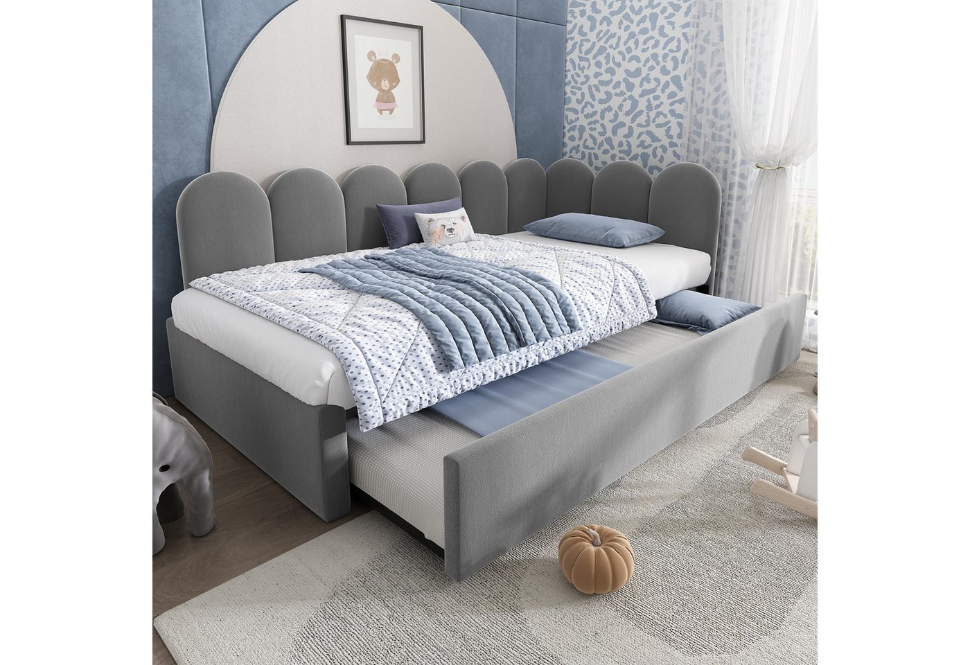 Flieks Daybett, Polsterbett Tagesbett Schlafsofa 90x200cm mit Ausziehbett 90x190cm – Bild 3 von 5
