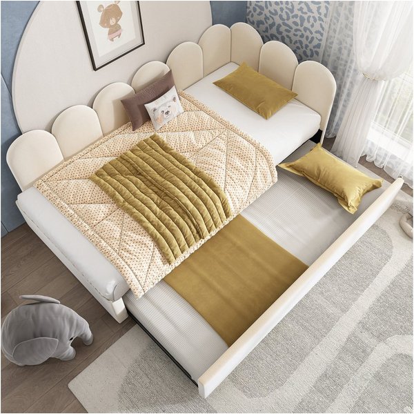 Flieks Daybett, Polsterbett Tagesbett Schlafsofa 90x200cm mit Ausziehbett 90x190cm