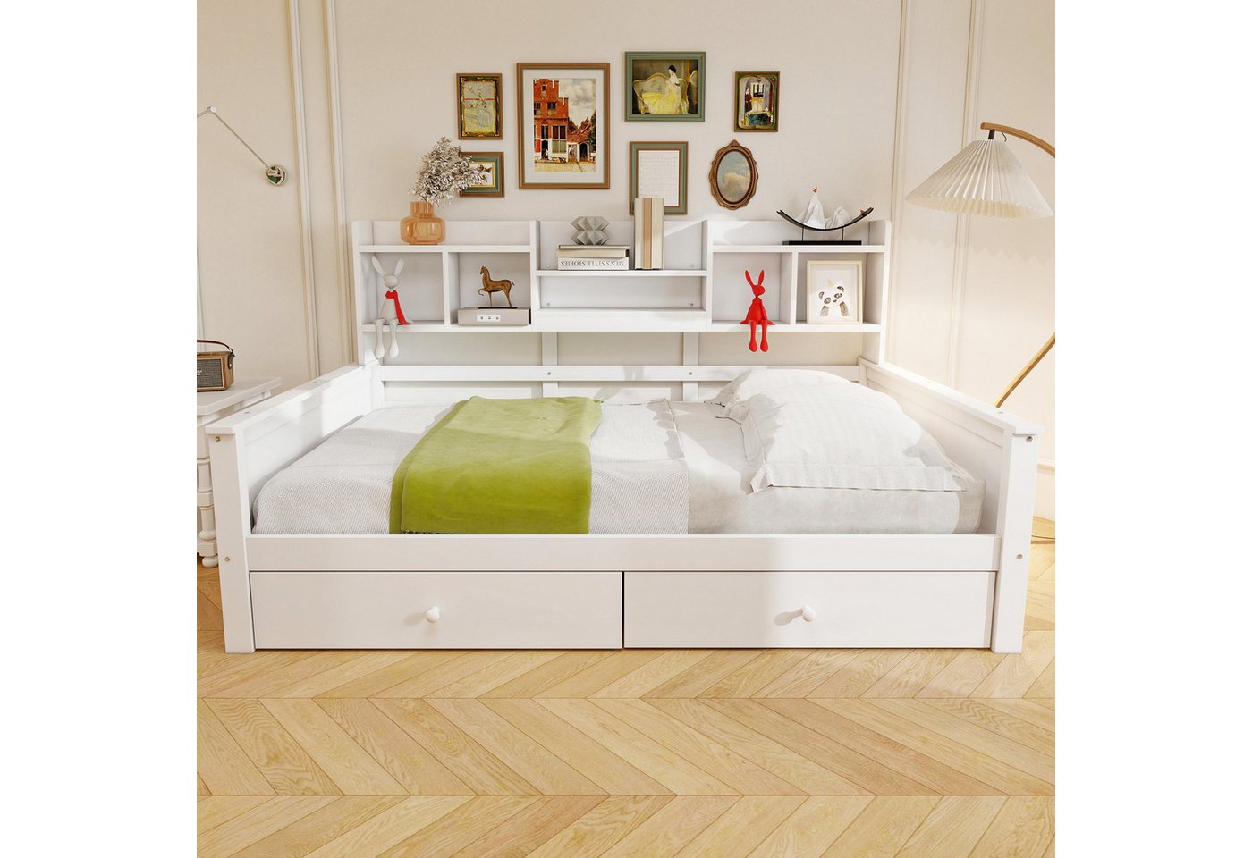 Flieks Daybett, Holzbett Kinderbett Einzelbett 90x200cm mit 2 Schubladen – Bild 3 von 5