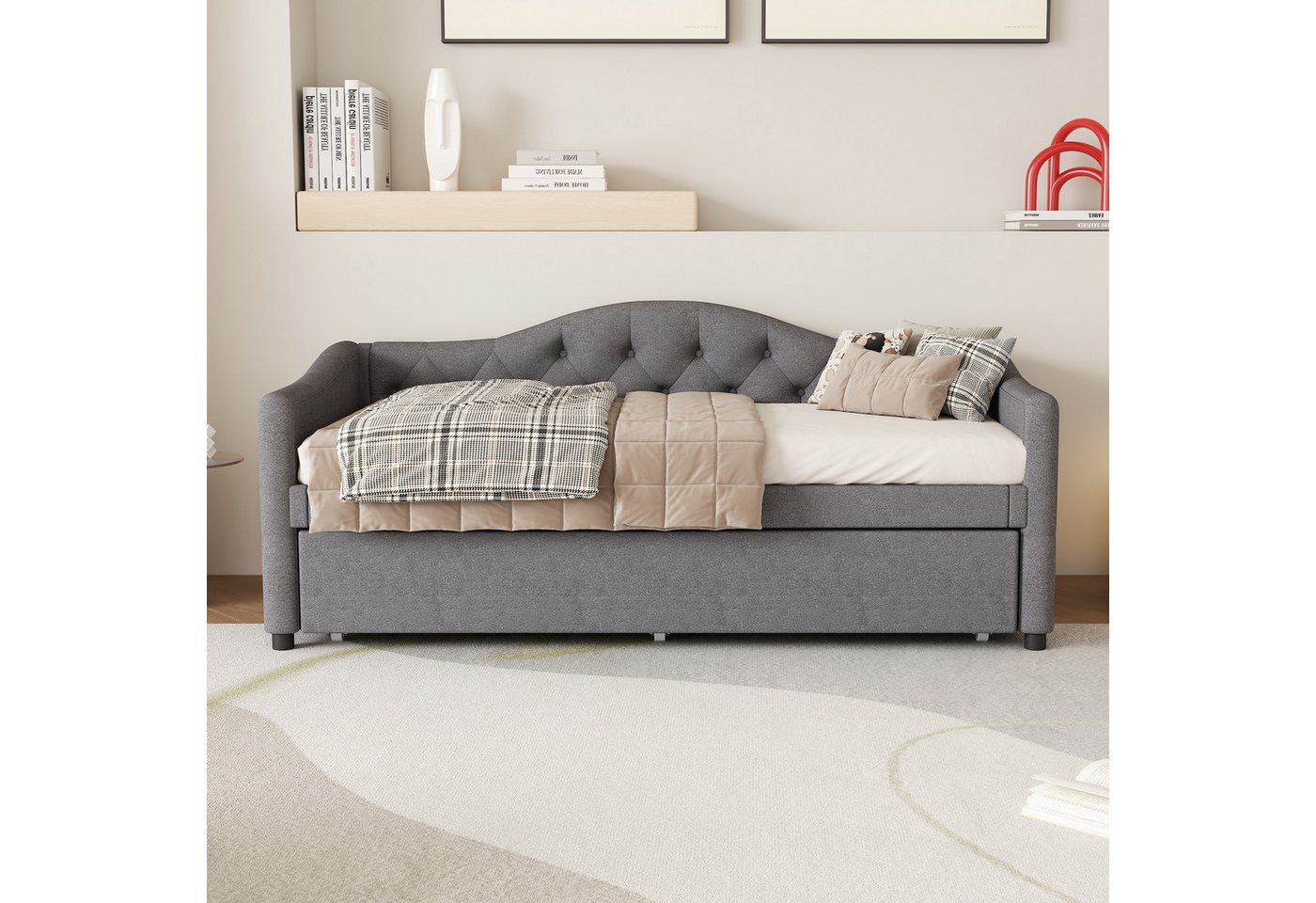 Flieks Daybett, Tagesbett Schlafsofa Kinderbett 90x200cm mit Ausziehbett 90x190cm – Bild 2 von 5