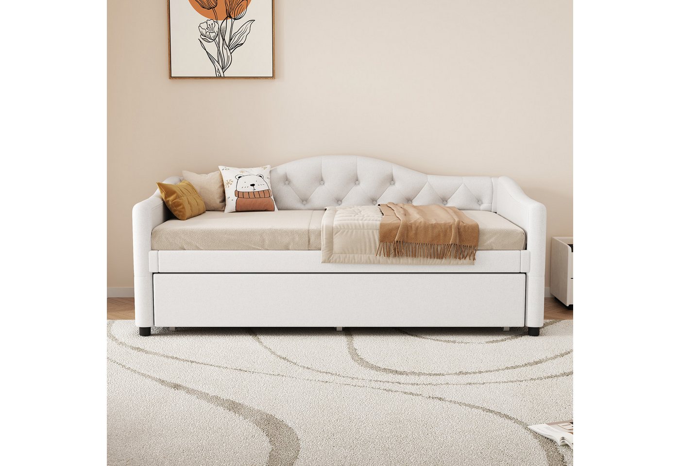 Flieks Daybett, Tagesbett Schlafsofa Kinderbett 90x200cm mit Ausziehbett 90x190cm – Bild 2 von 5