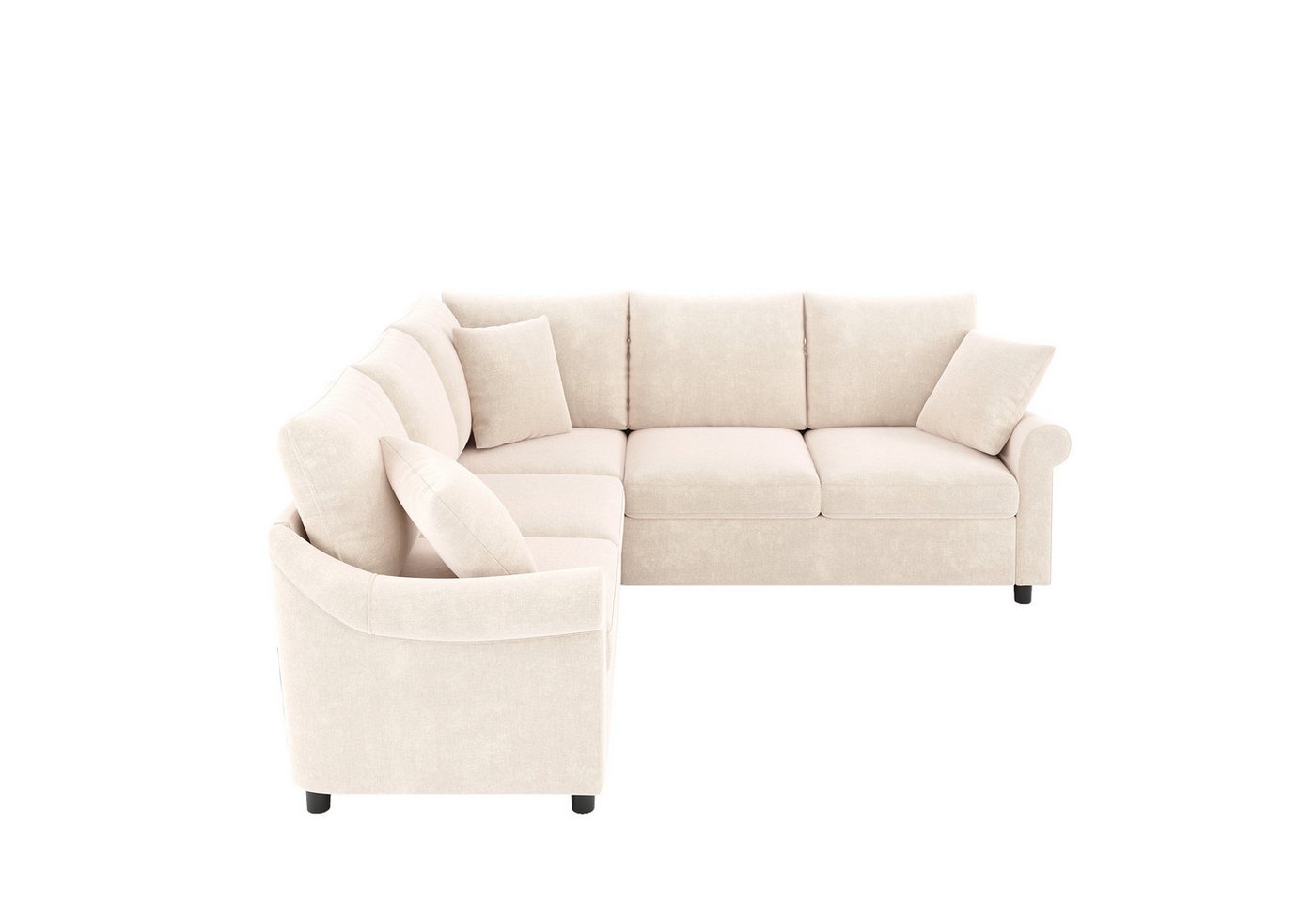 Flieks Ecksofa L-Form Couch mit Schlaffunktion 5-Sitzer Sofa aus Chenille-Stoff, 217×217×83 cm 1 Teile, Modulares Sofa mit 3 Zierkissen, Federkern für Wohnzimme – Bild 5 von 5