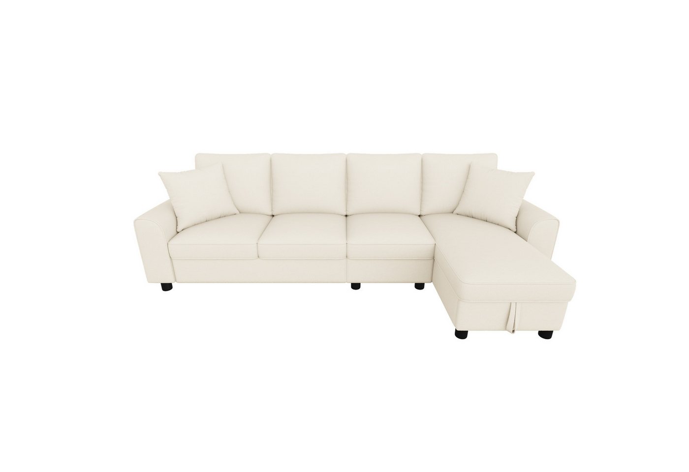 Flieks Ecksofa L-Form Sofa mit Bettkasten, klappbare Rückenlehne mit Getränkehaltern, 280×136×82 cm 1 Teile, multifunktionales modulares Sofa 4-Sitzer Schlafsof – Bild 5 von 5