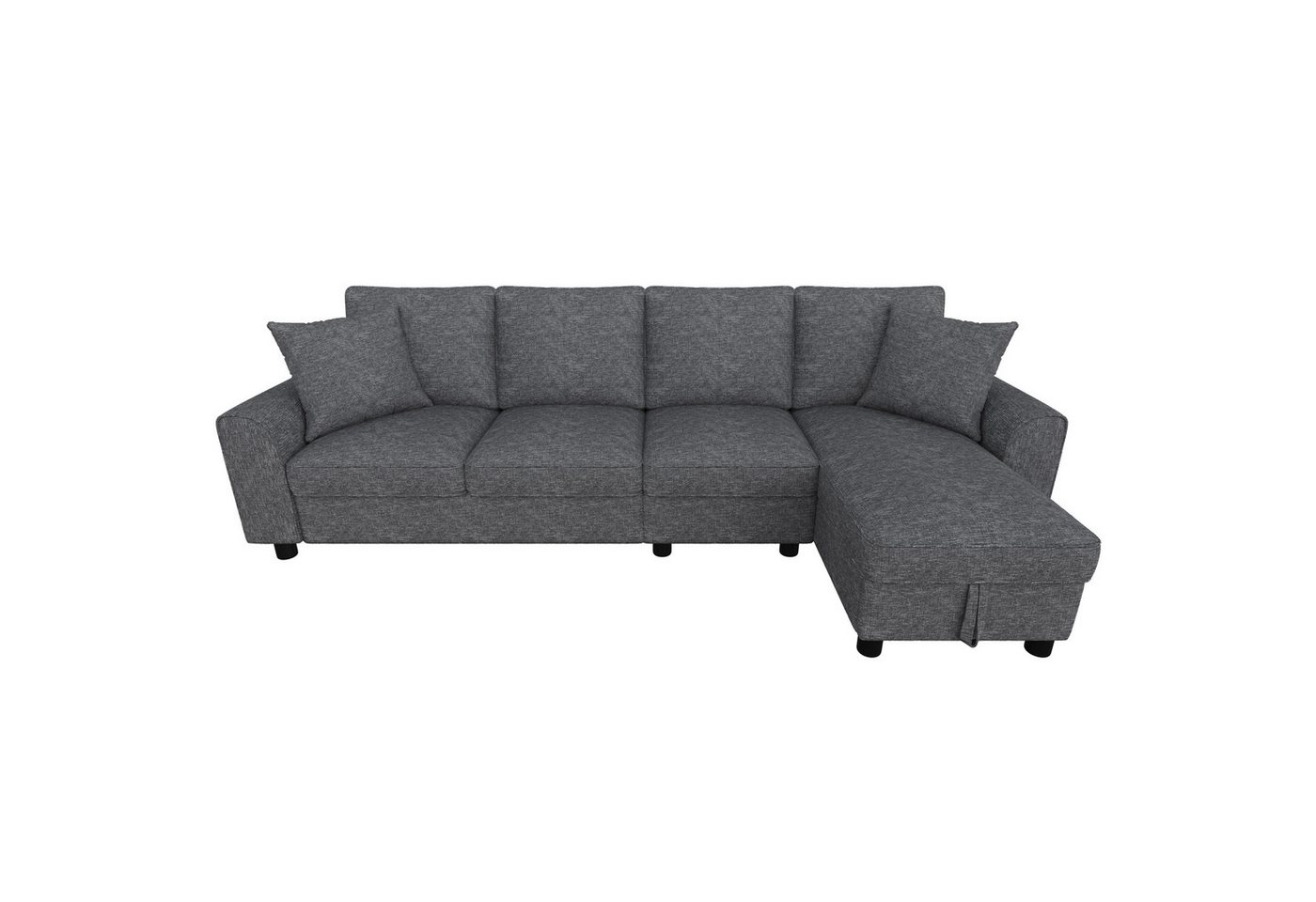 Flieks Ecksofa L-Form Sofa mit Bettkasten, klappbare Rückenlehne mit Getränkehaltern, 280×136×82 cm 1 Teile, multifunktionales modulares Sofa 4-Sitzer Schlafsof – Bild 5 von 5