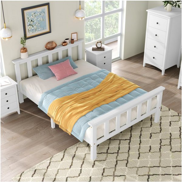 Flieks Einzelbett, Massivholzbett Kinderbett Jugendbett 90x200cm Kiefer Weiß