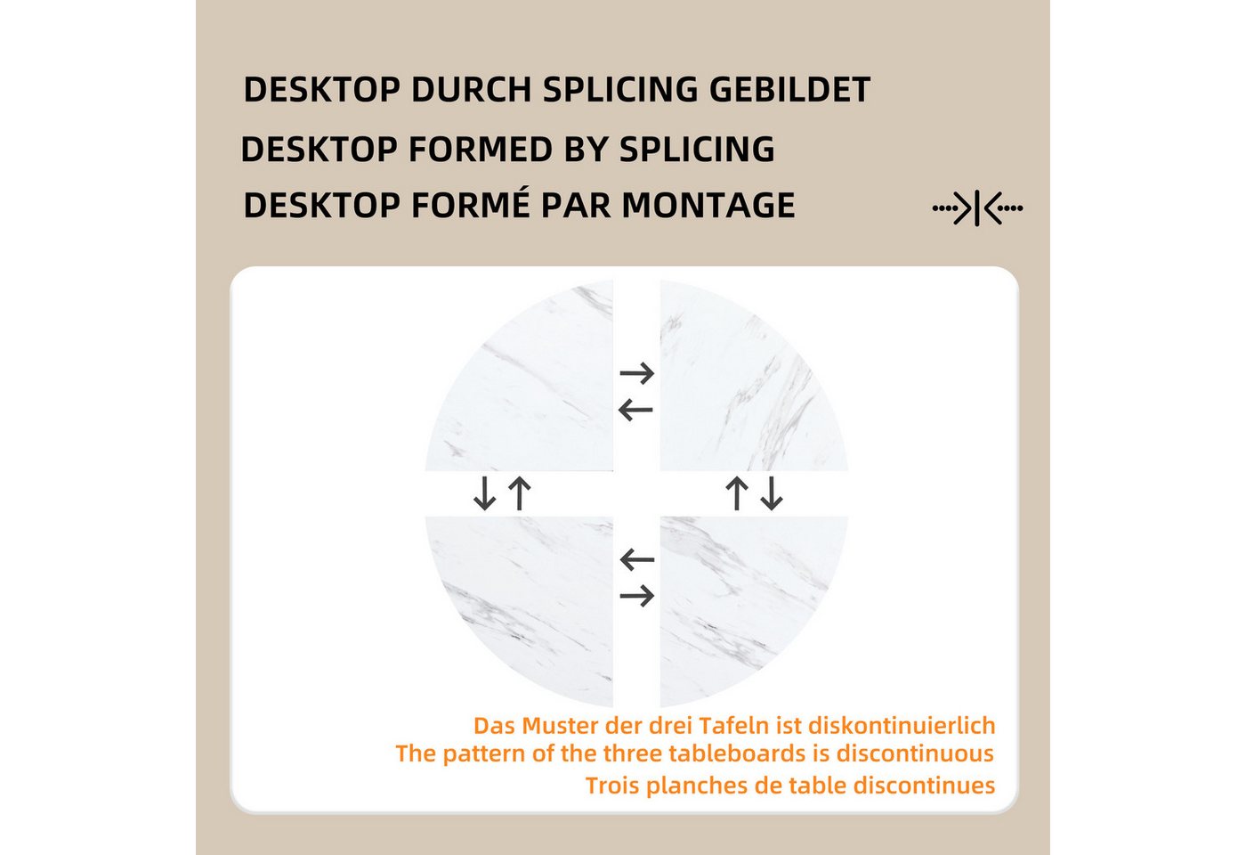 Flieks Essgruppe, (Sitzgruppe Set, 5-tlg., 1 Tisch mit 4 Stühlen), runder Esstisch mit 4 Stühlen Set Küchetisch Esszimmerstuhl Samt – Bild 5 von 5