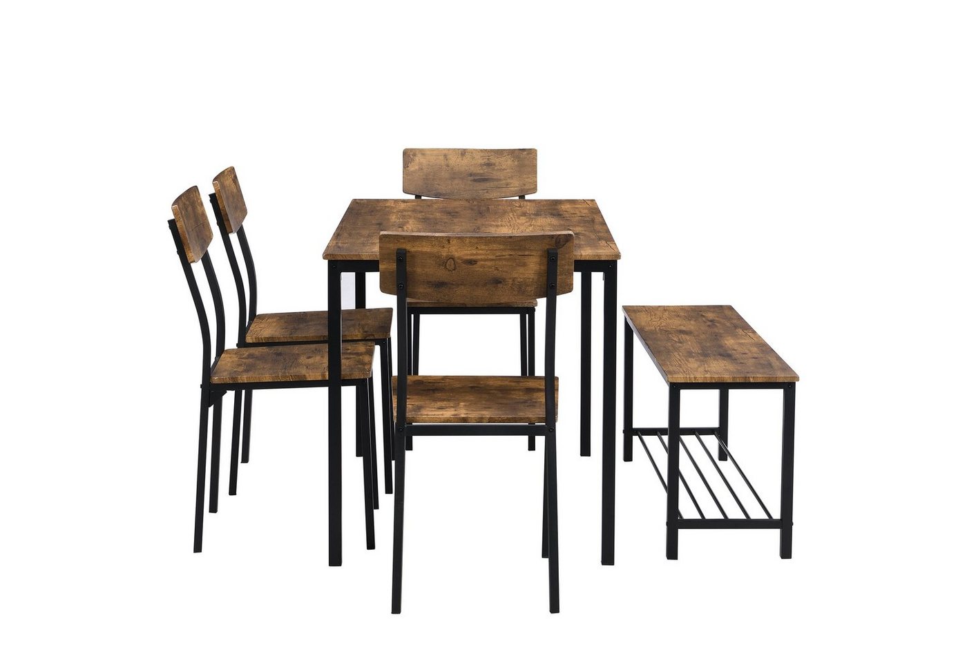 Flieks Essgruppe, (Set, 6-tlg., für 6 Personen), Sitzgruppe Esstisch mit 4 Stühle und 1 Bank Esszimmer – Bild 5 von 5