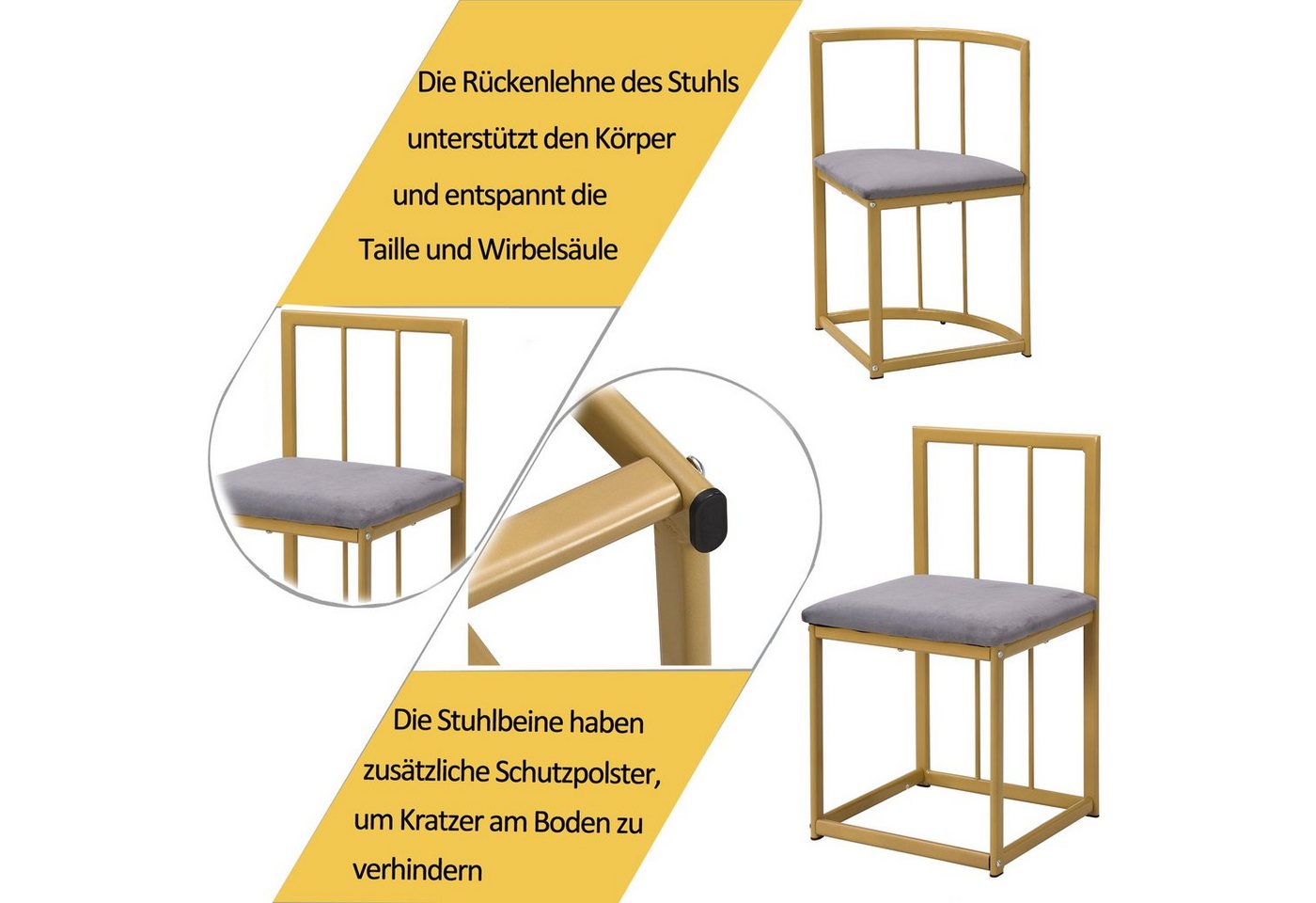 Flieks Essgruppe, (7-tlg), Esstisch mit 6 Stühlen mit Rückenlehnen Set Esszimmer – Bild 4 von 5