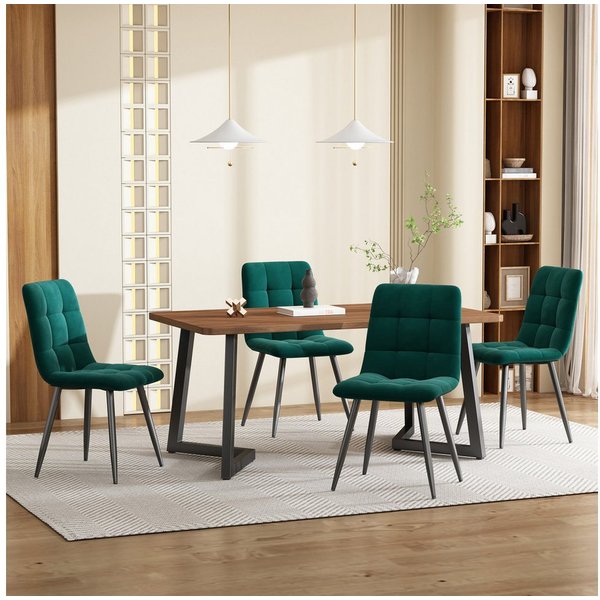 Flieks Essgruppe, (5-tlg), Esstisch mit 4 Stühlen Set Küchetisch Esszimmerstuhl, Metallbeine