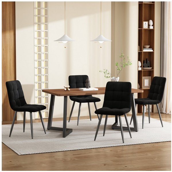 Flieks Essgruppe, (Set, 5-tlg), Esstisch mit 4 Stühlen Set Küchetisch Esszimmerstuhl, Metallbeine