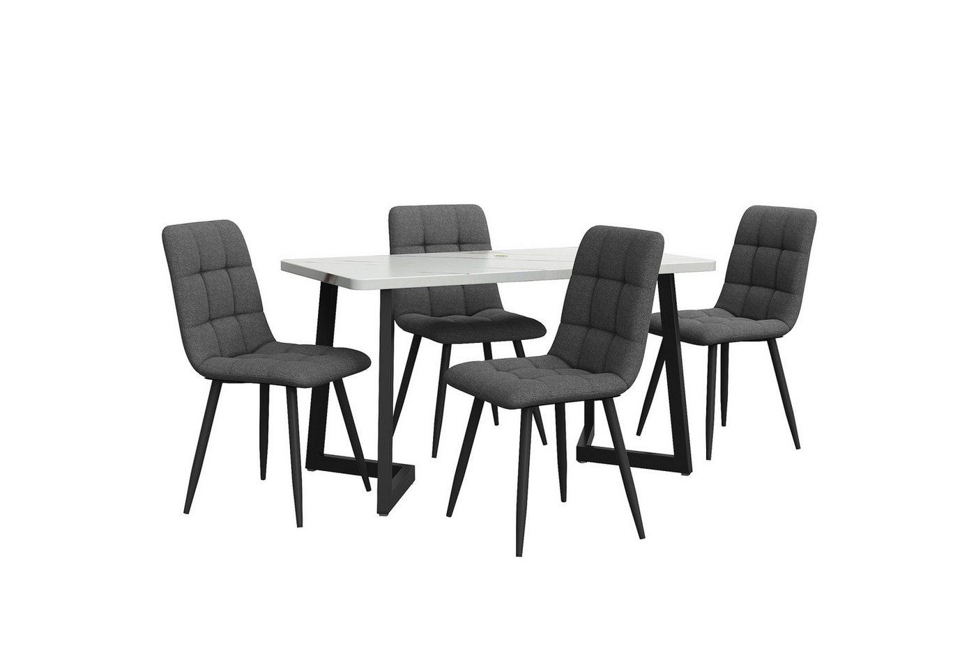 Flieks Essgruppe, (5-tlg), Esstisch mit 4 Stühlen Set Küchetisch Esszimmerstuhl, Metallbeine – Bild 2 von 5