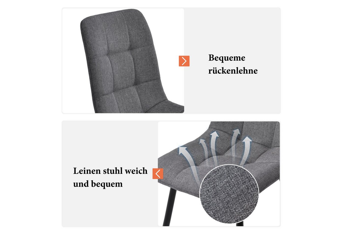 Flieks Essgruppe, (5-tlg), Esstisch mit 4 Stühlen Set Küchetisch Esszimmerstuhl, Metallbeine – Bild 5 von 5