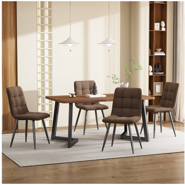 Flieks Essgruppe, (5-tlg), Esstisch mit 4 Stühlen Set Küchetisch Esszimmerstuhl, Metallbeine