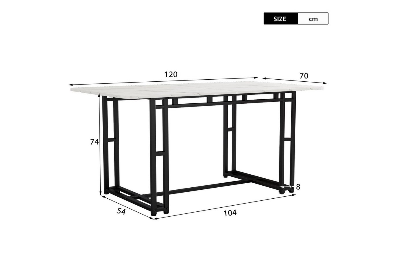Flieks Essgruppe, (Set, 5-tlg), Esstisch mit 4 Stühlen Set Esszimmer Sitzgruppe, Metallbeine – Bild 3 von 5