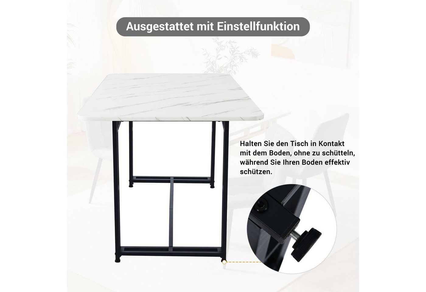 Flieks Essgruppe, (Set, 5-tlg), Esstisch mit 4 Stühlen Set Esszimmer Sitzgruppe, Metallbeine – Bild 5 von 5