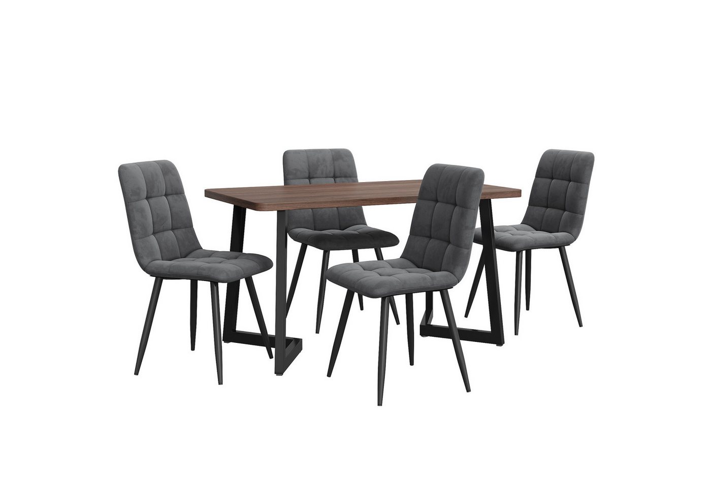 Flieks Essgruppe, (5-tlg), Esstisch mit 4 Stühlen Set Küchetisch Esszimmerstuhl, Metallbeine – Bild 2 von 5