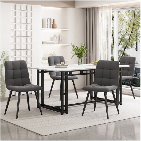 Flieks Essgruppe, (Set, 5-tlg), Esstisch mit 4 Stühlen Set Esszimmer Sitzgruppe, Metallbeine