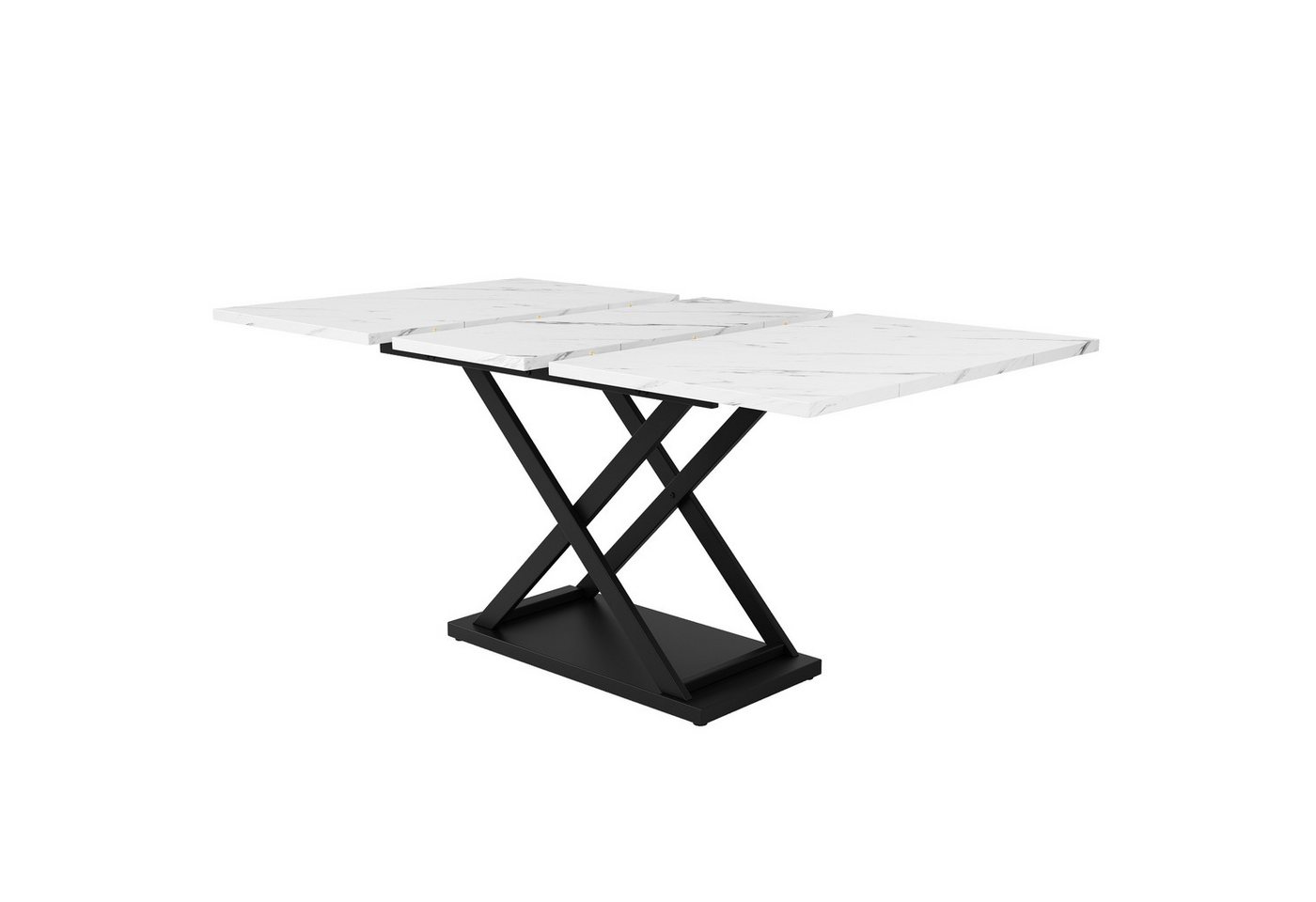 Flieks Esstisch (1-St., erweiterbar 120-160×80cm Tischplatte, für 4-8 Personen), ausziehbar Küchentisch rechteckig Schreibtisch, Eisenbeine – Bild 3 von 5