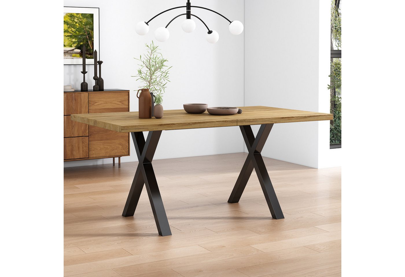 Flieks Esstisch (1-St), Esszimmertisch rechteckig Tisch, Schreibtisch, Bürotisch, 140*80*76 cm – Bild 2 von 5