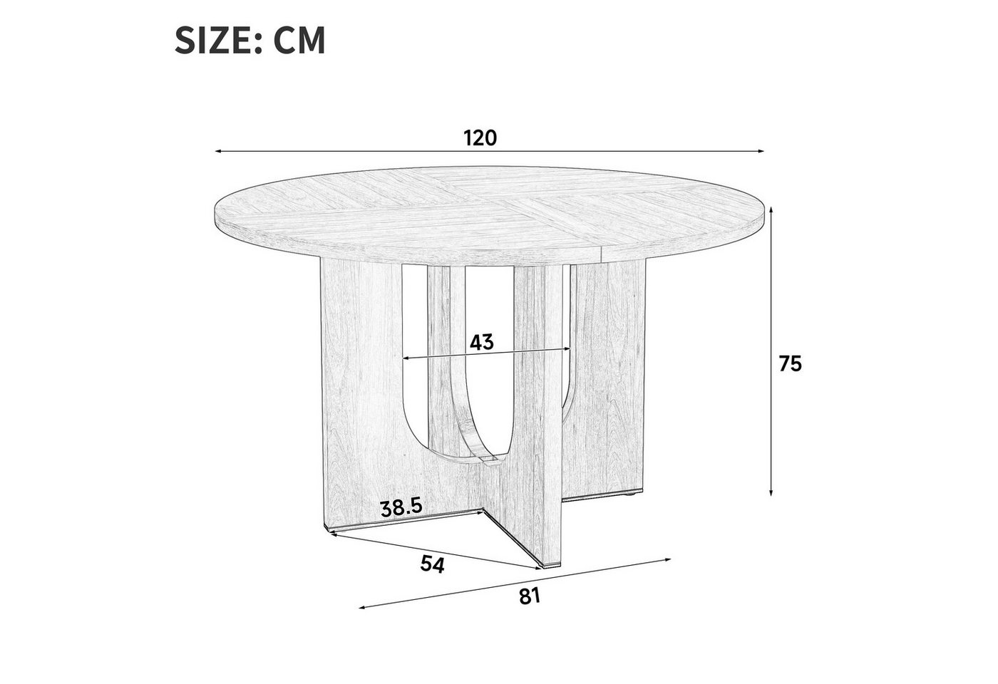 Flieks Esstisch (120x75 cm, 1-St., 1 Tisch), runder Küchentisch Schreibtisch Holzoptik Walnussholzfarbe – Bild 5 von 5
