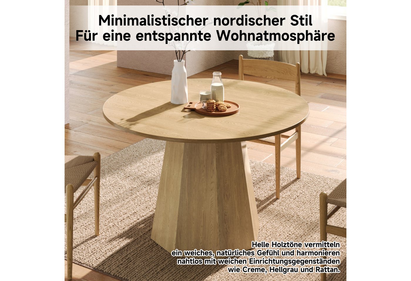 Flieks Esstisch (120x75 cm, 1-St., 1 Tisch), runder Küchentisch Schreibtisch Arbeitstisch Holzoptik, Eichenfarbe – Bild 4 von 5