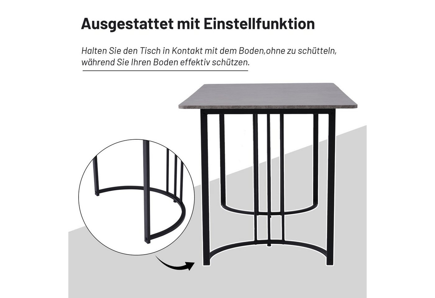 Flieks Esstisch (140*80*75 cm, 1-St., nur Tisch), rechteckig Küchentisch Marmoroptik Schreibtisch, Metallbeine – Bild 4 von 5