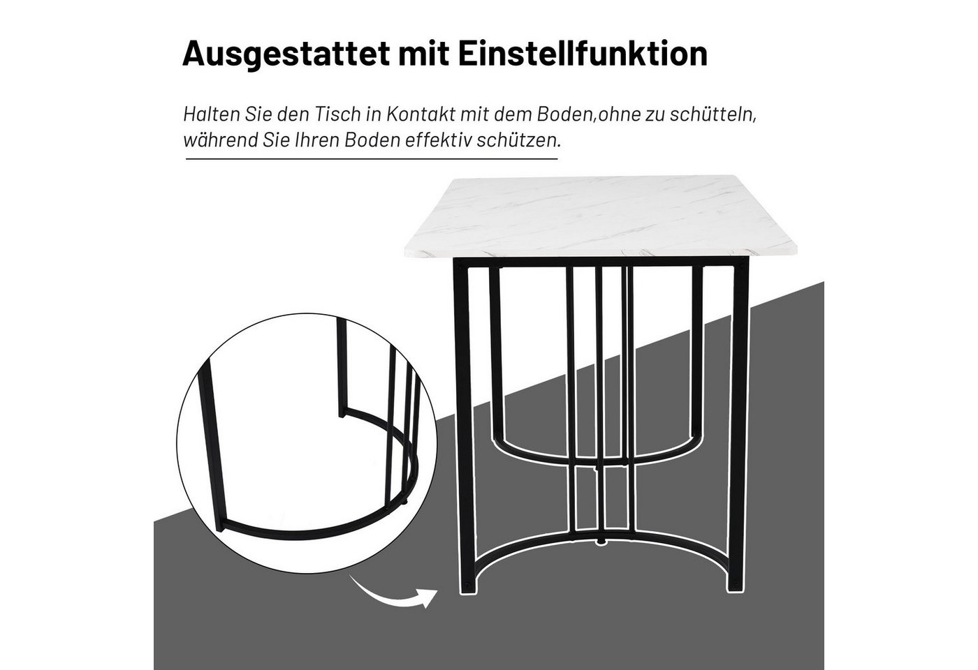 Flieks Esstisch (140*80*75 cm, 1-St., nur Tisch), rechteckig Küchentisch Marmoroptik Schreibtisch, Metallbeine – Bild 4 von 5