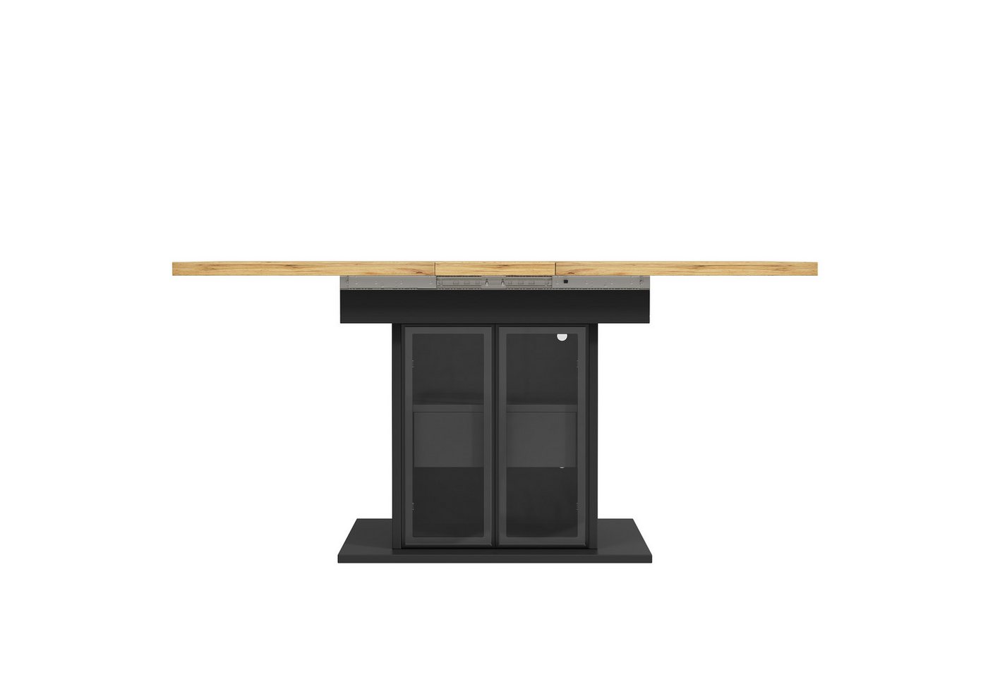 Flieks Esstisch mit LED-Beleuchtung, Glas-Doppeltüren & versteckte Schubladen (Längenverstellbar 110-140x80x78 cm, 1-St., 1 Tisch), ausziehbarer Küchentisch Bür – Bild 5 von 5