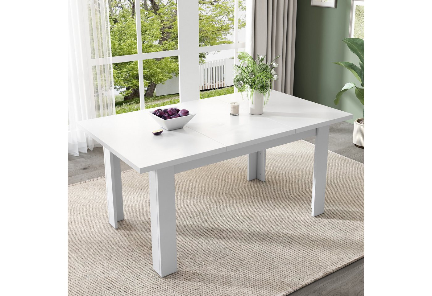 Flieks Esstisch mit Stauraum (1-St., 1 Tisch, B120/T70/H75 cm), rechteckig Küchentisch mit klappbar Arbeitsplatte Schreibtisch Weiß – Bild 2 von 5