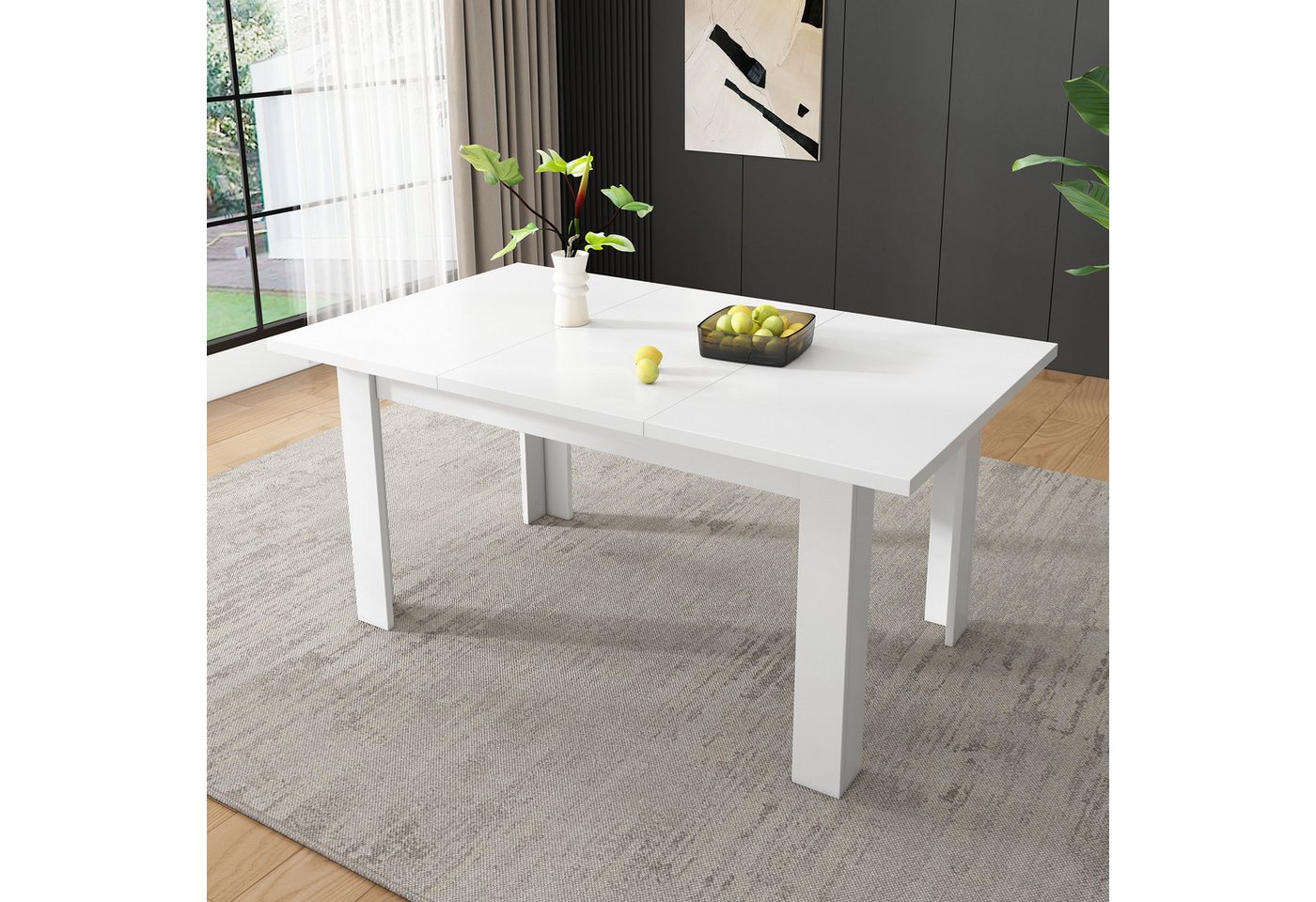Flieks Esstisch mit Stauraum (1-St., 1 Tisch, B120/T70/H75 cm), rechteckig Küchentisch mit klappbar Arbeitsplatte Schreibtisch Weiß – Bild 4 von 5