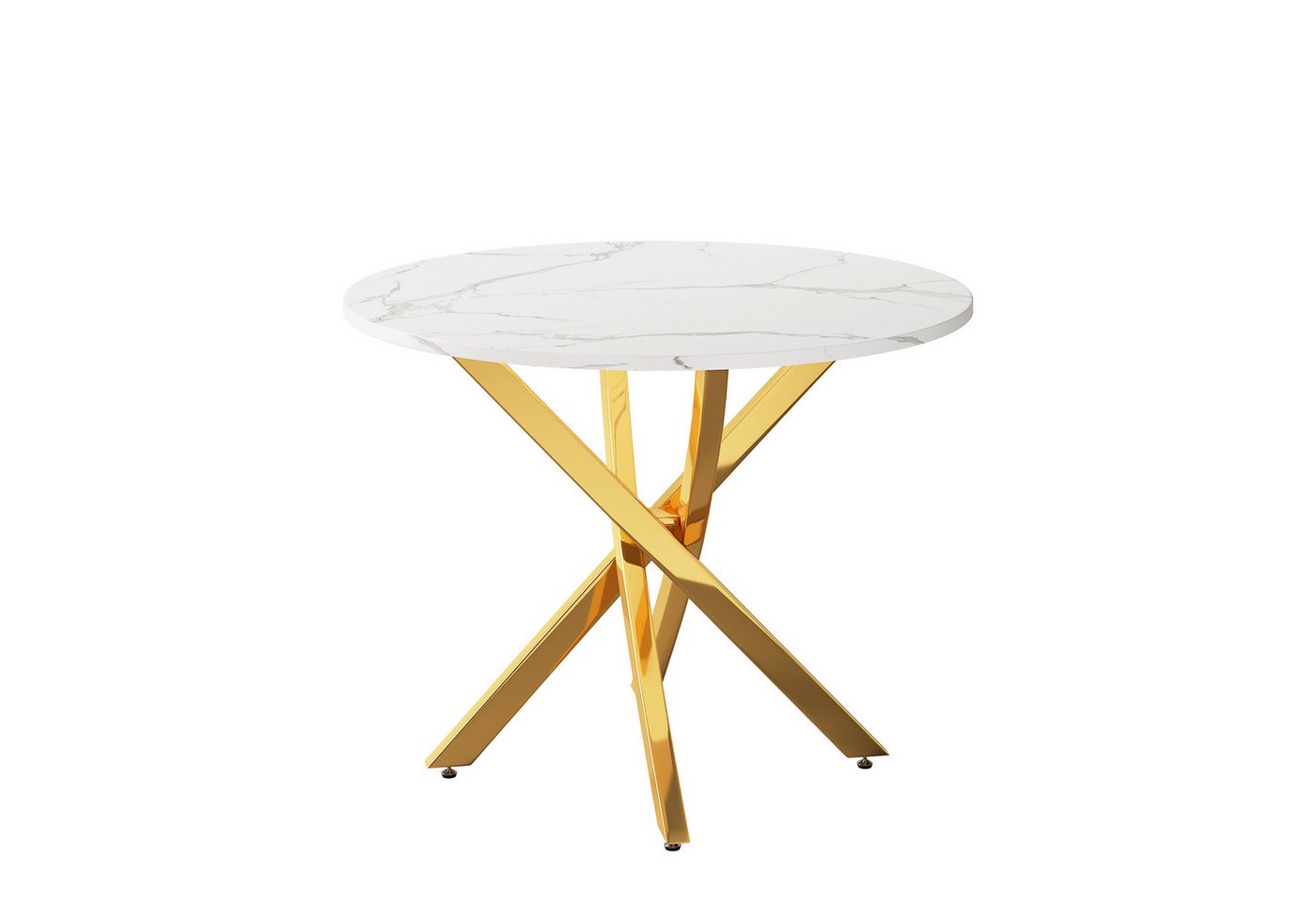 Flieks Esstisch runder Tisch Multifunktionstisch (galvanisierte Tischbeine mit verstellbaren Fußpolstern in goldfarben, 1-St., 1 Tisch, B80xH75 cm), moderner Kü – Bild 5 von 5