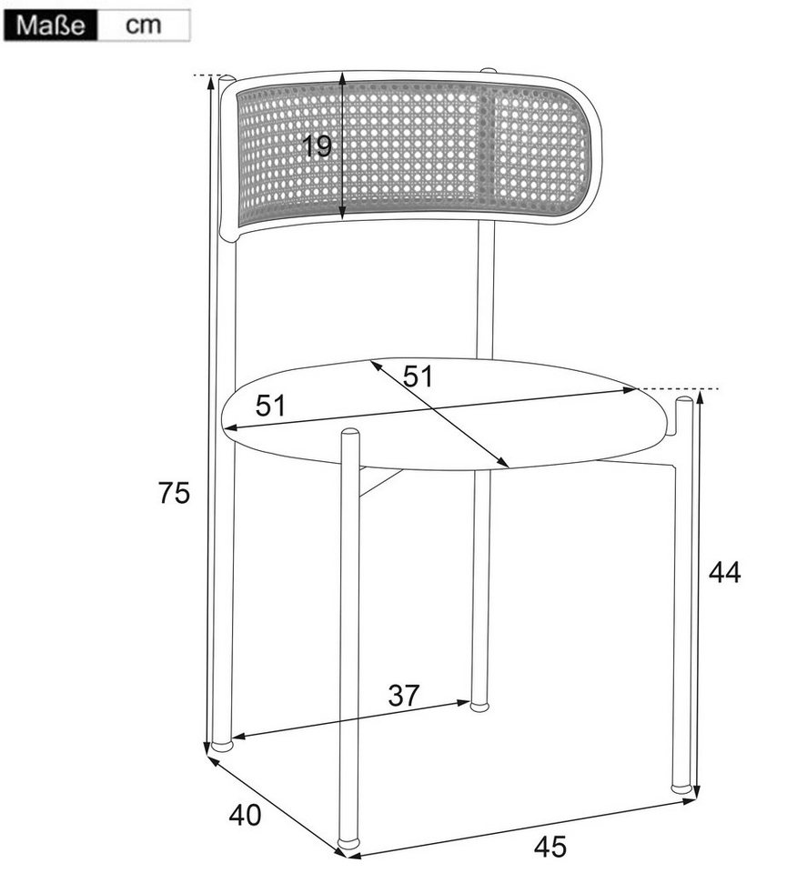 Flieks Esszimmerstuhl (4 St), 4er Set Rattanstuhl Polsterstuhl Wohnzimmerstuhl Samt mit Rückenlehne – Bild 3 von 5