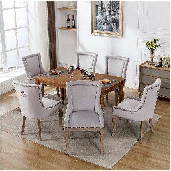 Flieks Esszimmerstuhl (Set, 6 St), 6er Set Polsterstühle Küchenstühle Samt Wohnzimmer Massivholzbeine