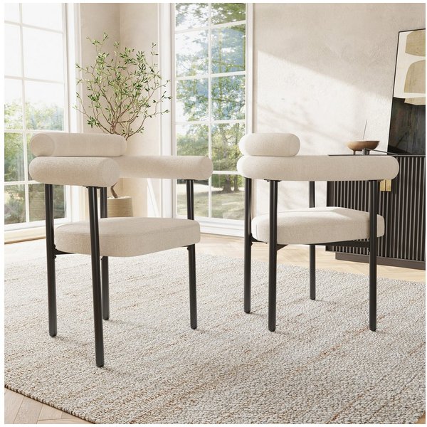 Flieks Esszimmerstuhl (Set, 2 St), 2er Set Polsterstühle Wohnzimmer Samt Küchenstühle Eisengestell