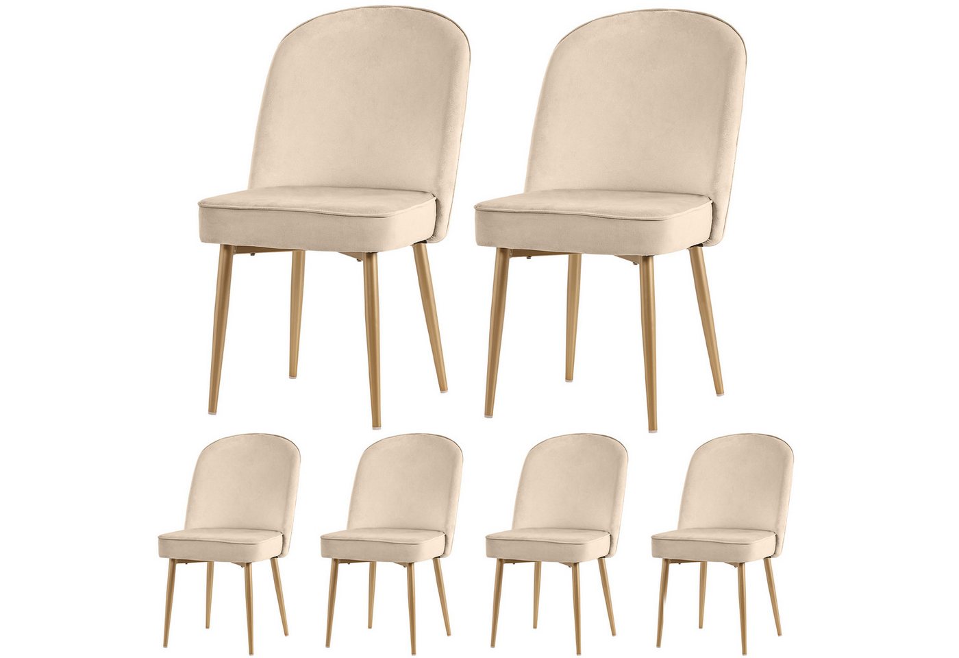 Flieks Esszimmerstuhl (Set, Kissenhöhe 9 cm, 6 St), 6er Set Polsterstühle Küchenstühle Samt Wohnzimmer Metallbeine – Bild 2 von 5