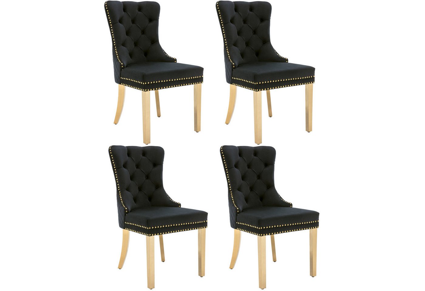 Flieks Esszimmerstuhl (Set, 4 St), 4er Set Polsterstuhl Wohnzimmerstuhl Küchenstühle, Beine aus Edelstahl – Bild 2 von 5