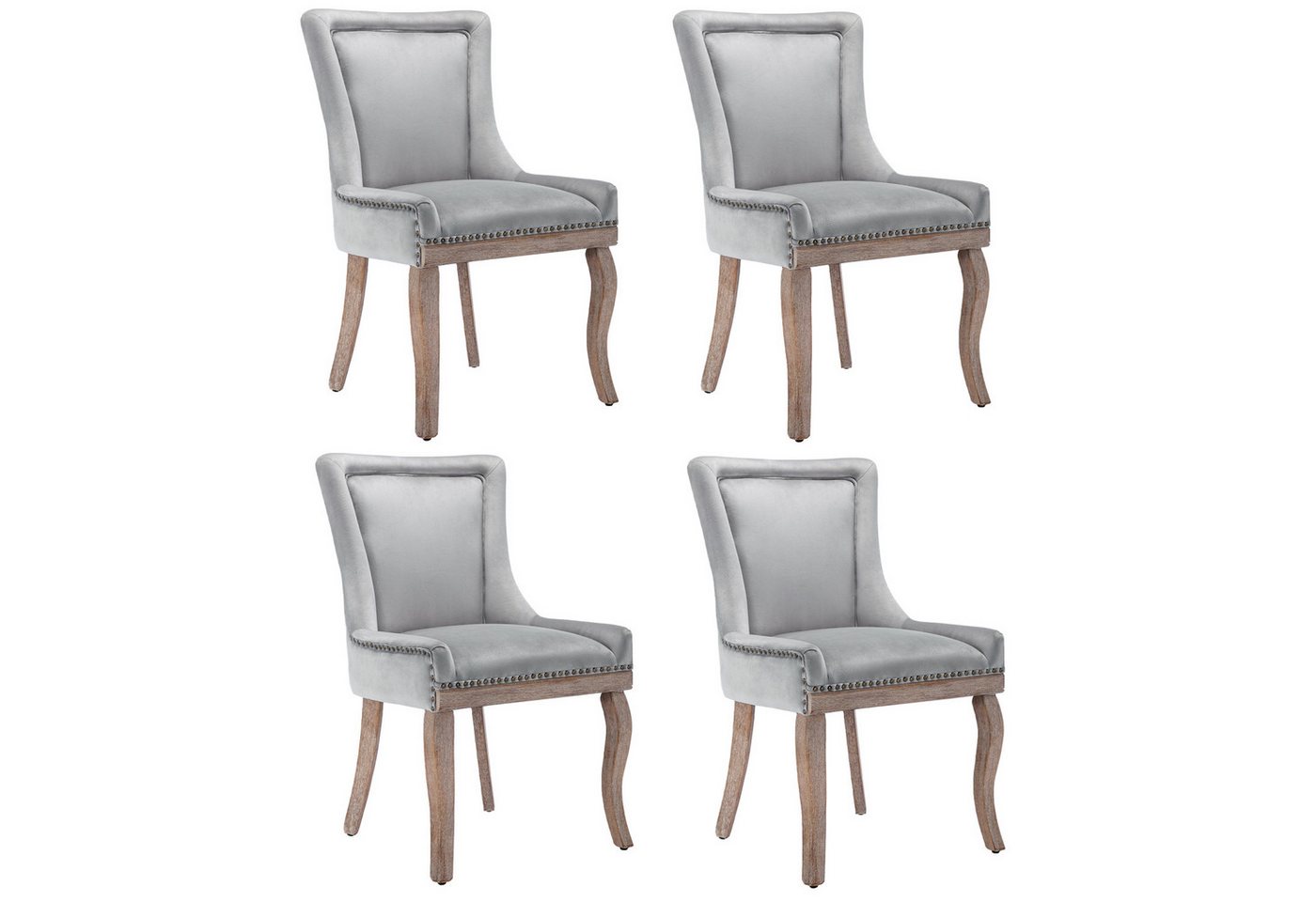Flieks Esszimmerstuhl (Set, 4 St), 4er Set Polsterstühle Küchenstühle Samt Wohnzimmer Massivholzbeine – Bild 2 von 5