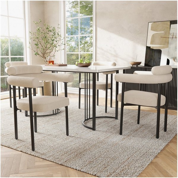 Flieks Esszimmerstuhl (Set, 4 St), 4er Set Polsterstühle Wohnzimmer Samt Küchenstühle Eisengestell