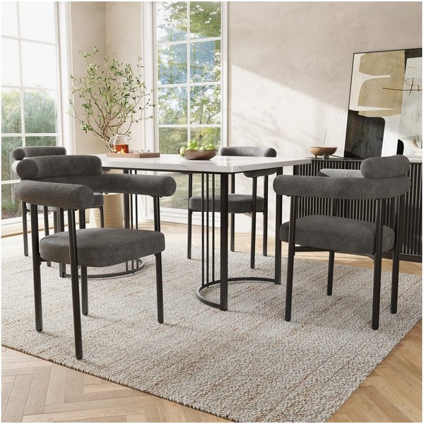 Flieks Esszimmerstuhl (Set, 4 St), 4er Set Polsterstühle Wohnzimmer Samt Küchenstühle Eisengestell
