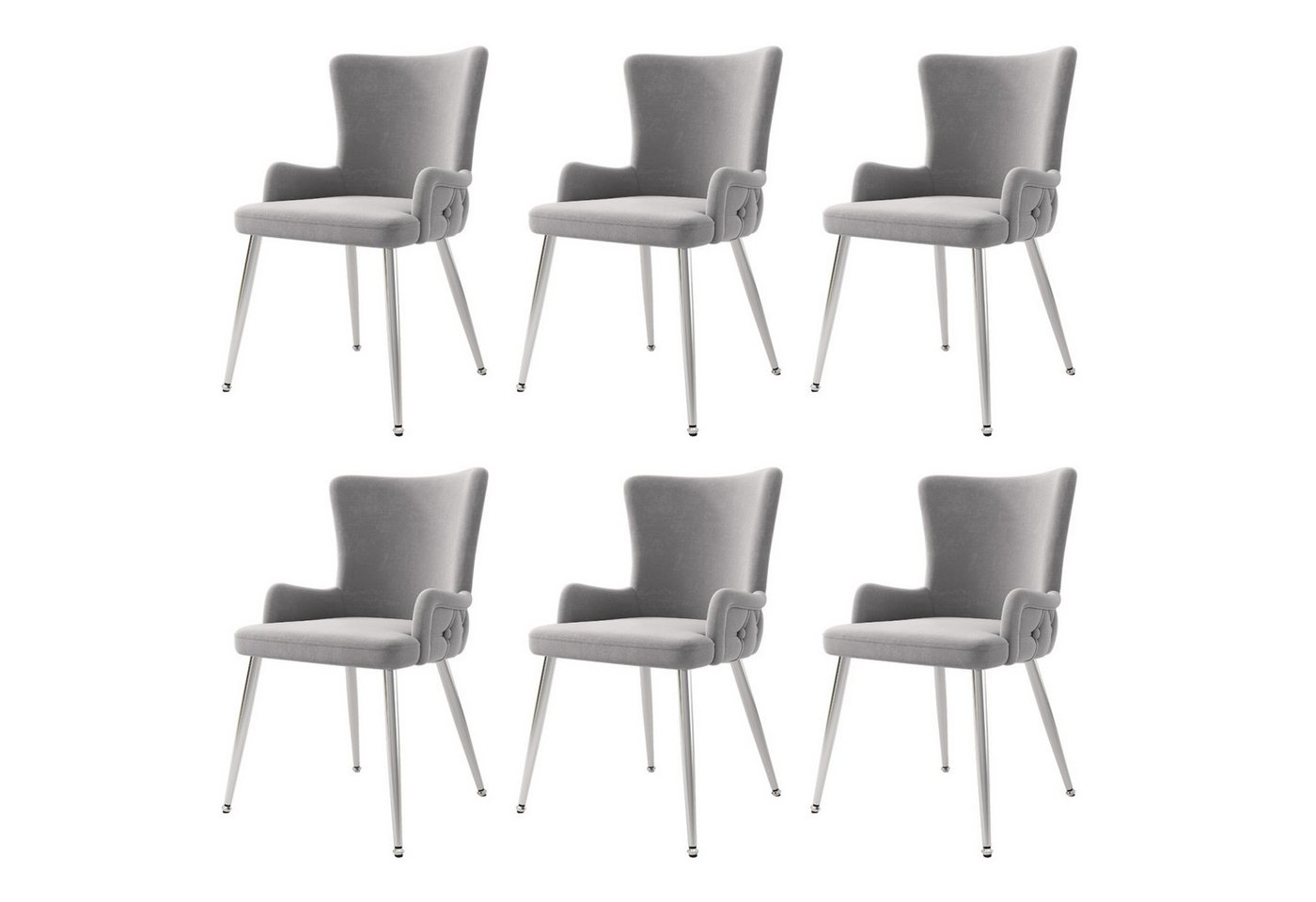 Flieks Esszimmerstuhl (Set, 6 St), 6er Set Polsterstühle Küchenstühle Samt Wohnzimmer Metallbeine – Bild 2 von 5